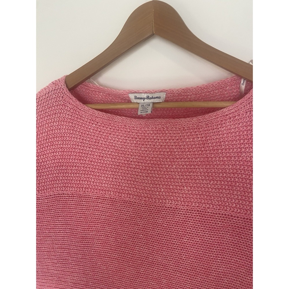 Women's Tommy Bahama Linen Blend Pink Cap Sleeve Medium Weight Sweater-Size XL - Picture 3 of 13